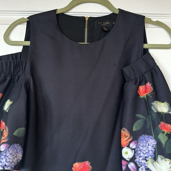 Ted Baker AMARGA KENSINGTON CUT OUT SHOULDER TOP IN BLACK - Picture 8 of 9